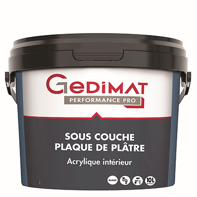 Sous-couche plaque de plâtre acrylique - blanc - 10L - GEDIMAT PERFORMANCE PRO