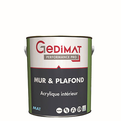 Peinture mur et plafond premium acrylique - blanc mat - 2.5L - GEDIMAT PERFORMANCE PRO