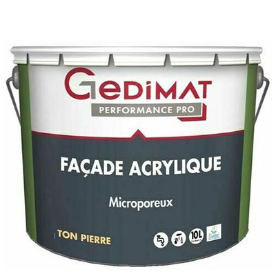 Peinture façade premium acrylique - ton pierre - 10L - GEDIMAT PERFORMANCE PRO