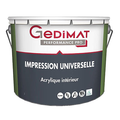 Impression universelle premium acrylique - blanc - 10L - GEDIMAT PERFORMANCE PRO