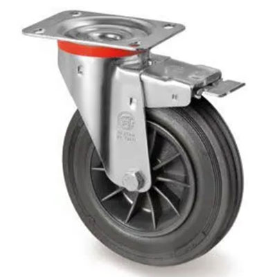 Roulette platine pivotante renforcée avec frein ø 75mm - charge max. 60kg