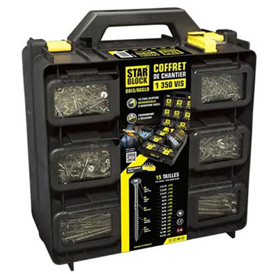 Coffret de chantier Starblock® avec 1350 vis Torx® et accessoires