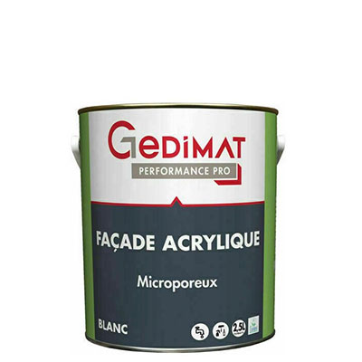 Peinture façade premium acrylique - blanc - 2.5L - GEDIMAT PERFORMANCE PRO