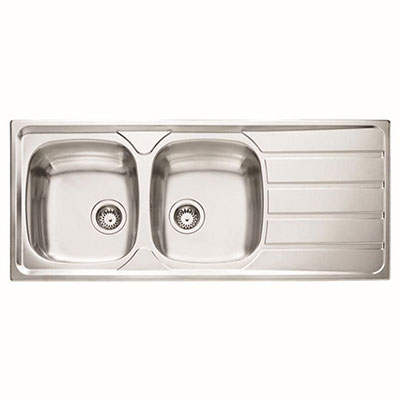 Evier 2 cuves MONTEBELLO + égouttoir - inox - l. 50 x 116cm