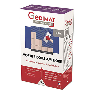 Mortier-colle améloré NF - blanc - 5kg - GEDIMAT PERFORMANCE PRO