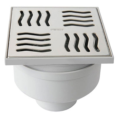 FIRST - Siphonette droite ABS + grille inox - gris - l. 100 x L. 100 x H. max. 75mm sortie ø 50mm