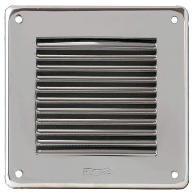 FIRST - Grille VMC carré + moustiquaire alu - chromé - l. 140 x L. 140mm