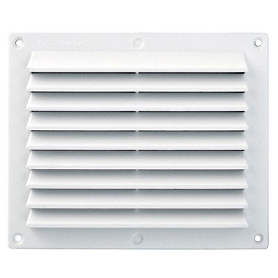 FIRST - Grille VMC anti-pluie rectangulaire + moustiquaire PVC - blanc - l. 175 x L. 146mm
