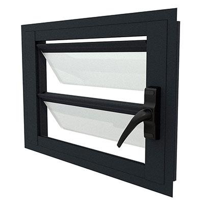 ALUSINAN - Jalousie vitrage opale avec moustiquaire - noir - l. 60 x H. 40cm