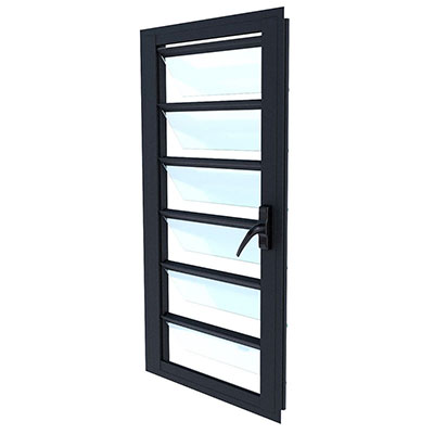 ALUSINAN - Jalousie vitrage transparent avec moustiquaire - noir - l. 60 x H. 115cm