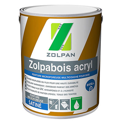 ZOLPAN - Peinture bois ZOLPABOIS ACRYL - blanc satin - 10L