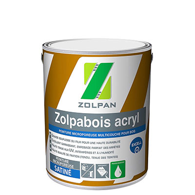 ZOLPAN - Peinture bois ZOLPABOIS ACRYL - blanc satin - 3L