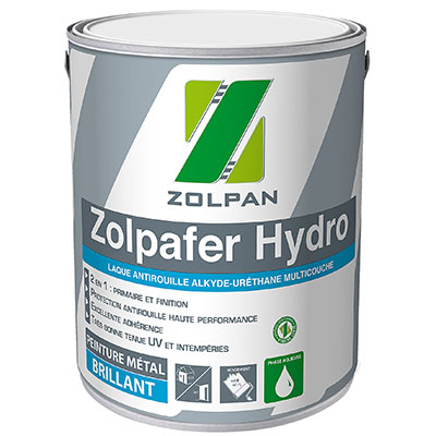 ZOLPAN - Peinture laque antirouille Zolpafer Hydro alkyde-uréthane brillante - blanc - 3L