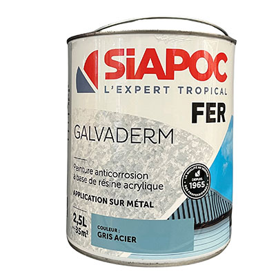 SIAPOC - Peinture antirouille GALVADERM - gris pierre satin - 2.5L