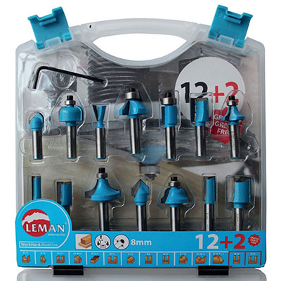 LEMAN - Coffret de 12 + 2 mèches de défonceuse