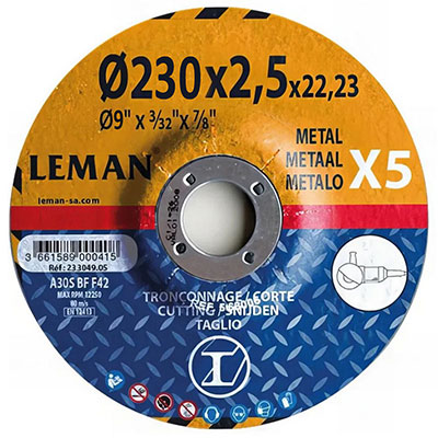 LEMAN - Disques à tronçonner acier ø 230mm - vendu par 5