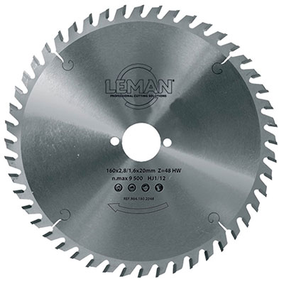 LEMAN - Lame circulaire pour bois - denture alternée - 48 dents ø 160mm + bagues de réduction