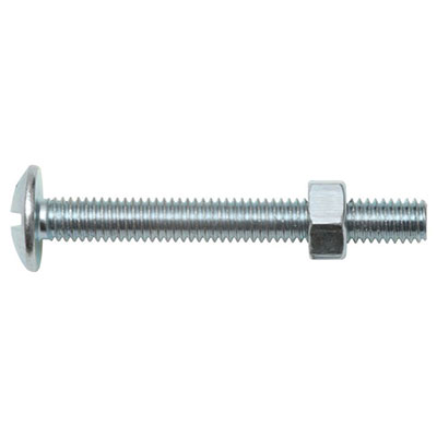Boulon poêlier + écrou zingué - tête demi-ronde FT ø 8 x L. 20mm - vendu à l'unité