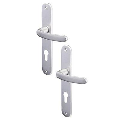 Ensemble poignées BUDGET - plaques courtes alu - clé i - chromé mat - - entraxe fixation 165 mm - carré 7 mm