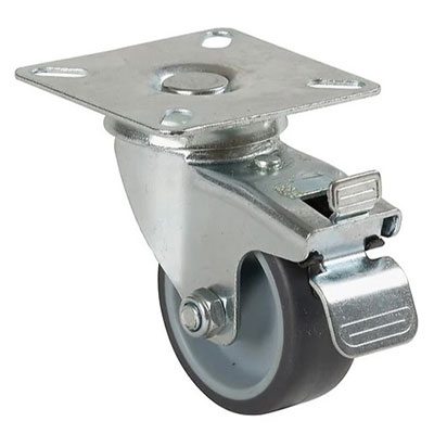Roulette platine pivotante avec frein ø 75mm - charge max. 60kg