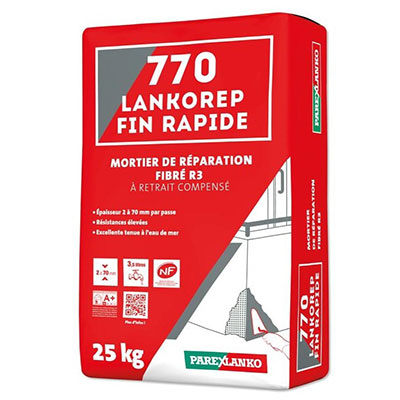 PAREXLANKO - Mortier de réparation fibré R3 770 LANKOREP FIN RAPIDE NF - sac de 25kg