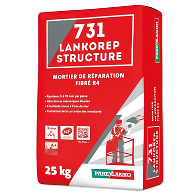 PAREXLANKO - Mortier de réparation fibré R4 731 LANKOREP STRUCTURE NF - sac de 25kg