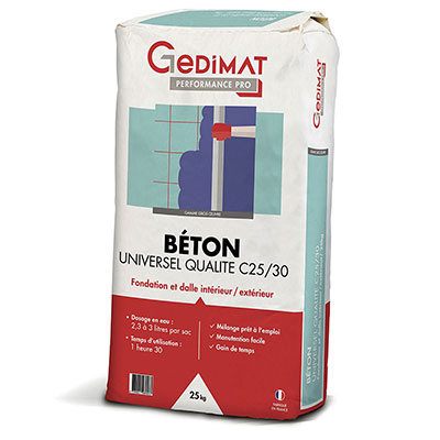 Béton universel qualité C25/30 - sac de 25kg - GEDIMAT PERFORMANCE PRO