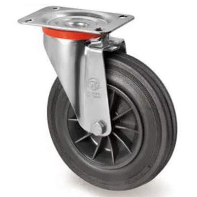 Roulette platine pivotante renforcée sans frein ø 100mm - charge max. 80kg