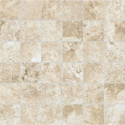 Carrelage extérieur mosaïque PIERRE DE TRAVERTIN Grip 30 x 30 cm grès cérame émaillé - R11/C - beige effet pierre