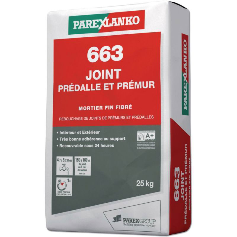 PAREX LANKO - Mortier de rebouchage de joints de prédalles et prémurs 663 - 25 kg