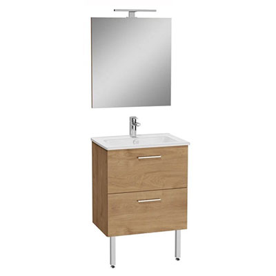 Meuble MIA - chêne doré - l. 59.5 x P. 39.5 x H. 88.5cm + miroir