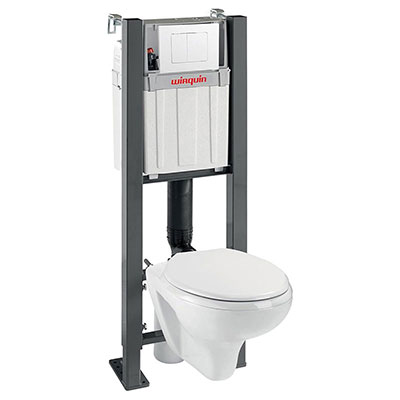 WIRQUIN - Pack bâti-support wc suspendu LINEO SUNRISE + abattant - blanc