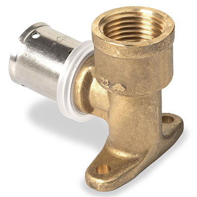 Applique à sertir pour tube synthétique ø 16mm + écrou femelle 1/2 laiton