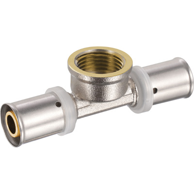 BOUTTE - Raccord à sertir pour tube multicouche - Té Femelle tube Ø16 Filetage F.20x27