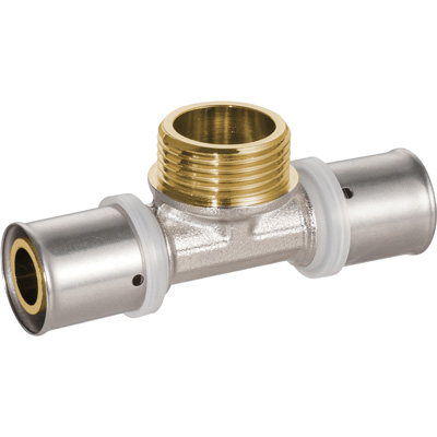 BOUTTE - Raccord à sertir pour tube multicouche - Té Mâle tube Ø20 Filetage F.20x27