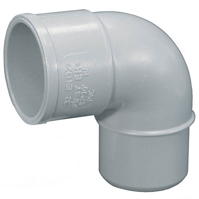 FIRST - Coude de gouttière PVC NF-Me - gris - mâle/femelle 87°30' ø 80mm