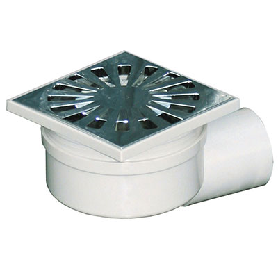 FIRST - Siphon ABS + grille chromée - gris - l. 100 x L. 100mm sortie ø 40mm