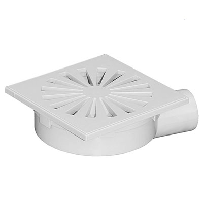 FIRST - Siphon + grille ABS - gris - l. 100 x L. 100mm sortie ø 40mm