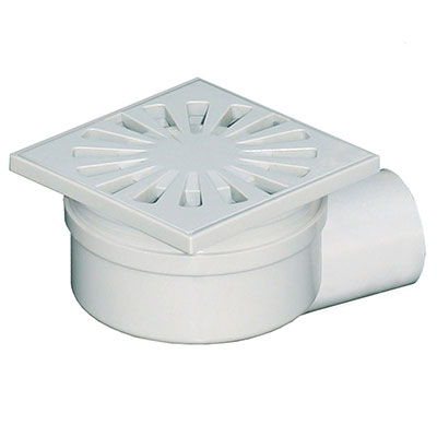 FIRST - Siphon + grille ABS - gris - l. 100 x L. 100mm sortie ø 50mm