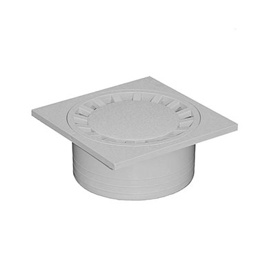 FIRST - Siphon de cour PVC - gris - l. 150 x L. 150 x H. 63mm sortie max. ø 125mm