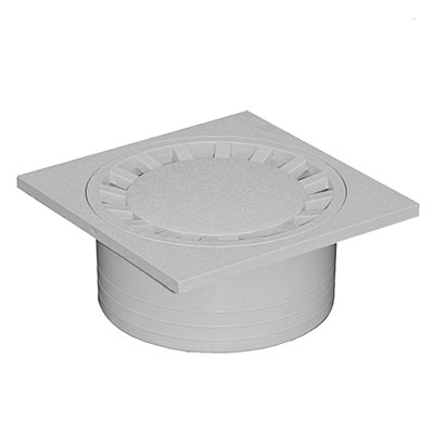 FIRST - Siphon de cour PVC - gris - l. 250 x L. 250 x H. 87mm sortie ø 100mm