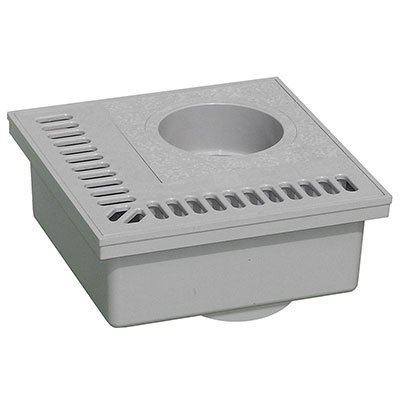 FIRST - Siphon de balcon PVC - gris - l. 200 x L. 200mm sortie max. ø 110mm