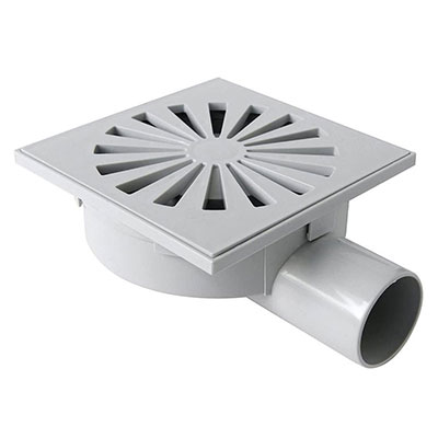 FIRST - Siphonette + grille ABS - gris - l. 150 x L. 150 x H. 70mm sortie ø 50mm