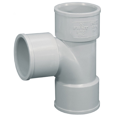 FIRST - Té Pied de biche PVC 87°30'  femelle/femelle  Ø 100mm - Gris