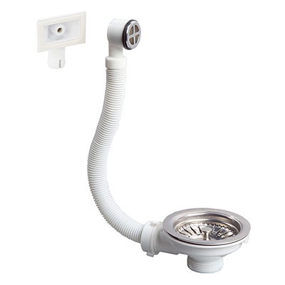 WIRQUIN - Bonde d'évier à panier inox ø 90mm NF + trop-plein