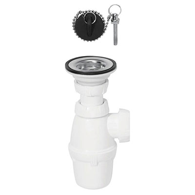 WIRQUIN - Pack siphon + bonde de lavabo avec fermeture bouchon ø 40mm et trop-plein NF