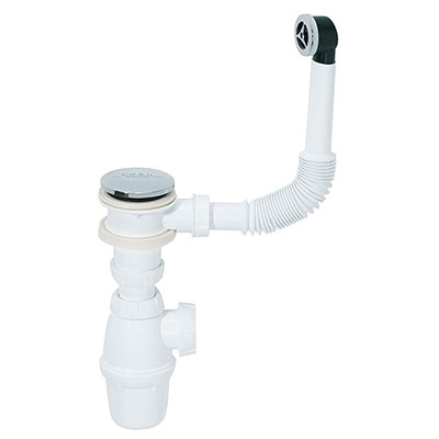 WIRQUIN - Pack siphon + bonde de lavabo avec dôme quick-clac ø 65mm et trop plein NF