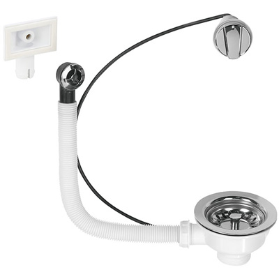 WIRQUIN - Bonde d'évier à panier inox ø90mm + trop-plein