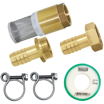 BOUTTE - Kit d'aspiration pour tuyau Ø 25, Filetage 26x34 avec embouts laiton