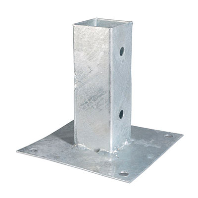 Ancre sur platine pour poteau en bois carré acier l. 71 x L. 71 x H. 150mm